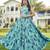 Women sea green  floral printed sleeveless tiered anarkali maxi dress
