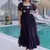 Womens new stylish fendi silk with beads embroidered work gown set