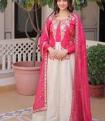womens fancy trending glass roman and cosmos with rich sequins embroidered work gown set