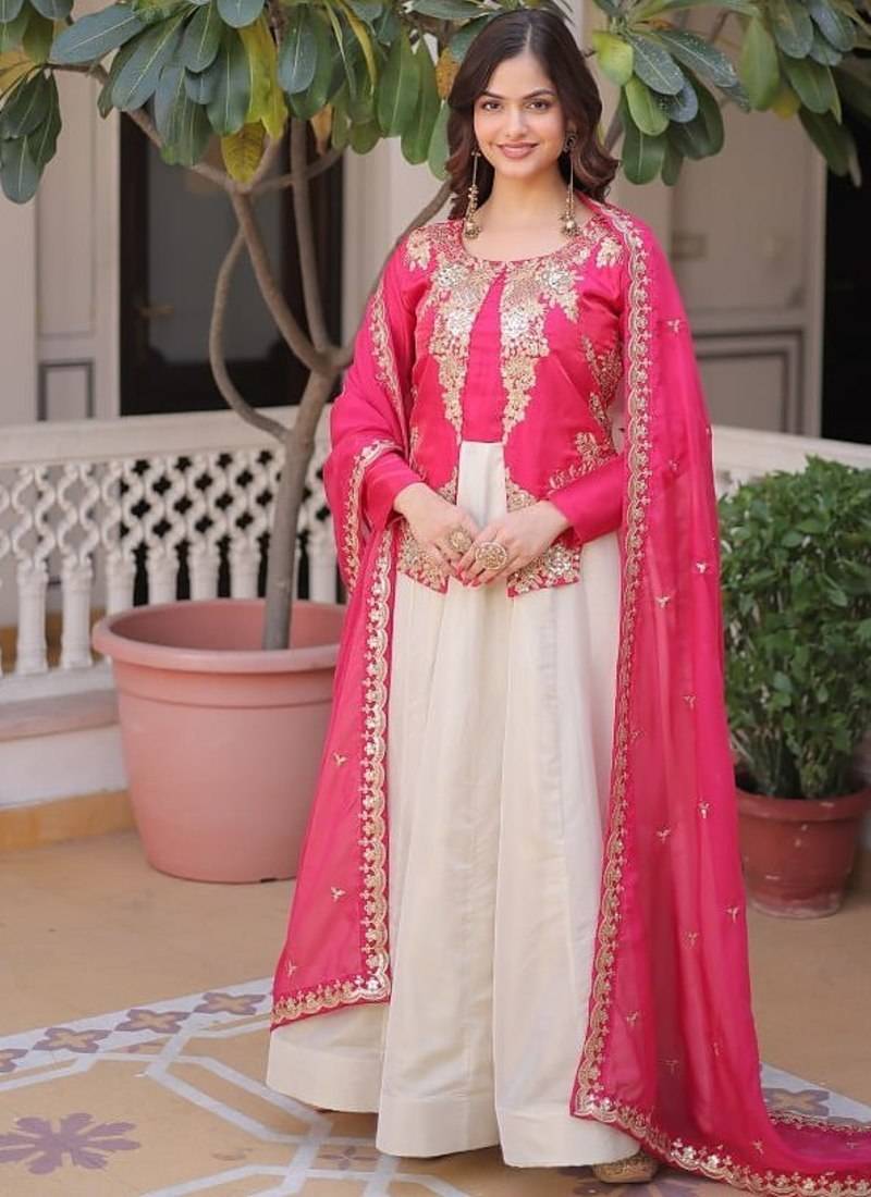 womens new fancy trending glass roman and cosmos with rich sequins embroidered work gown set