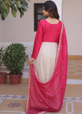 womens fancy trending glass roman and cosmos with rich sequins embroidered work gown set 4