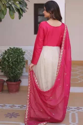 womens fancy trending glass roman and cosmos with rich sequins embroidered work gown set