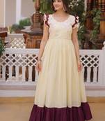 Womens new trendy  cotton with sequins multithreaded beads embroidered work gown set