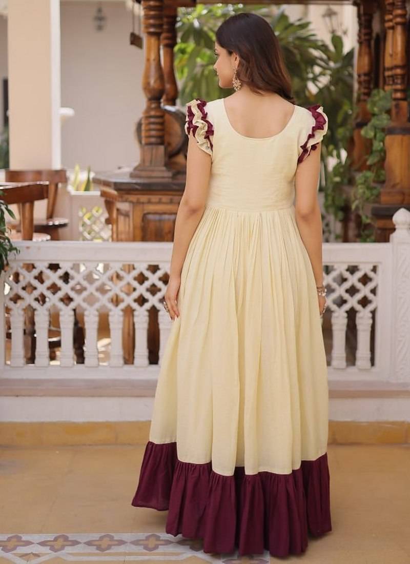 Womens new trendy  cotton with sequins multithreaded beads embroidered work gown set