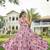 Women pink floral ethnic printed sleeveless tiered maxi dress