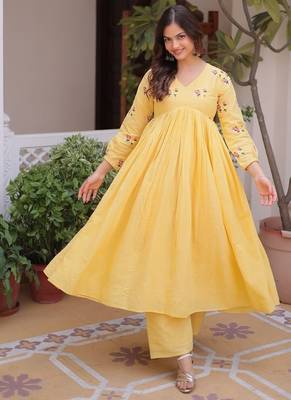 Womens summer wear cotton fabric with embroidered work gown set 3