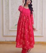 Womens new fancy mul chanderi with embroidered work gown set