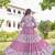 Women pink floral printed pleated anarkali gown