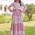 Women pink floral printed pleated anarkali gown