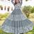Women green floral printed pleated anarkali gown
