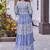 Women grey floral printed pleated anarkali maxi gown