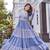 Women grey floral printed pleated anarkali maxi gown