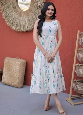 Womens summer war printed cotton gown set 1
