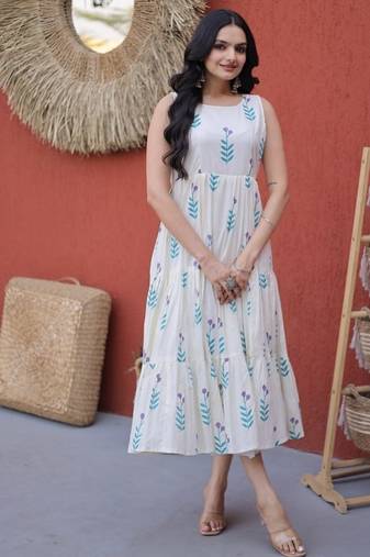 Womens new trendy summer war printed cotton gown set