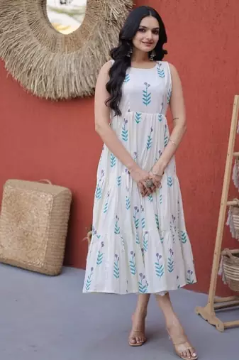 Womens new trendy summer war printed cotton gown set