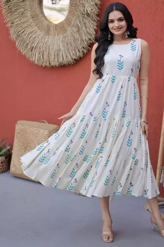Womens new trendy summer war printed cotton gown set