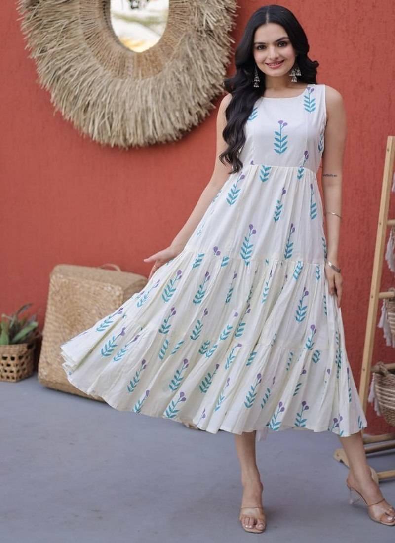 Womens new trendy summer war printed cotton gown set
