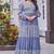 Women grey floral printed pleated anarkali maxi gown