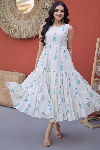 Womens new trendy summer war printed cotton gown set