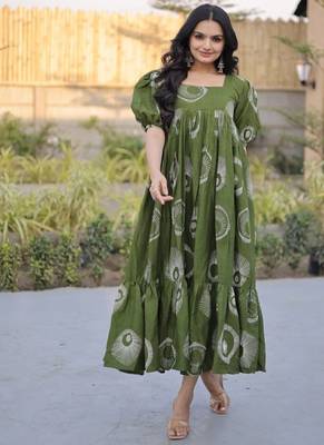 Womens summer war printed cotton gown set 1