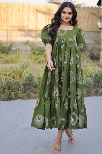 Womens new trendy summer war printed cotton gown set