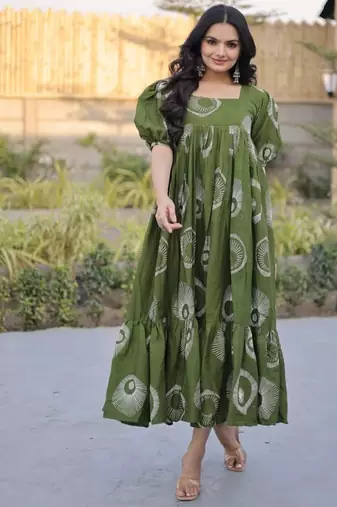 Womens new trendy summer war printed cotton gown set