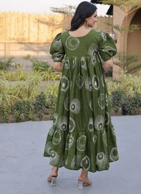 Womens summer war printed cotton gown set 4