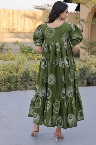 Womens new trendy summer war printed cotton gown set