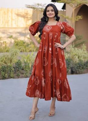 Womens summer war printed cotton gown set 1