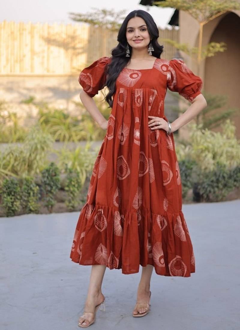 Womens new trendy summer war printed cotton gown set