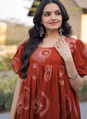Womens summer war printed cotton gown set 2