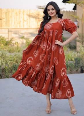 Womens summer war printed cotton gown set 3