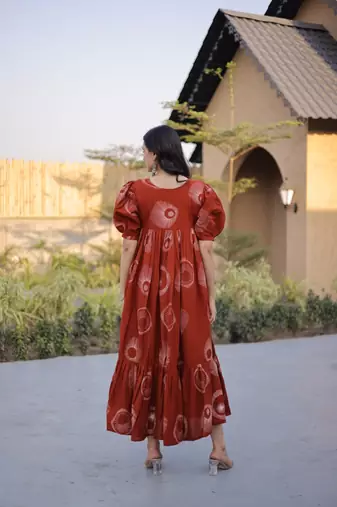 Womens new trendy summer war printed cotton gown set