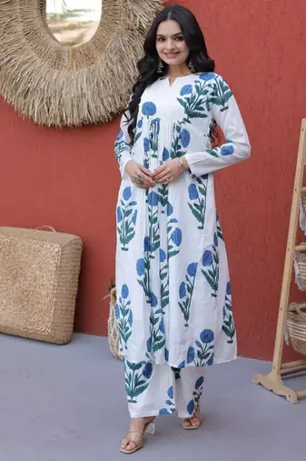 Womens new trendy summer war printed cotton gown set