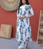 Womens summer war printed cotton gown set