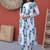 Womens new trendy summer war printed cotton gown set