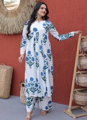 Womens summer war printed cotton gown set 4