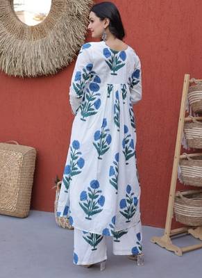Womens summer war printed cotton gown set 5