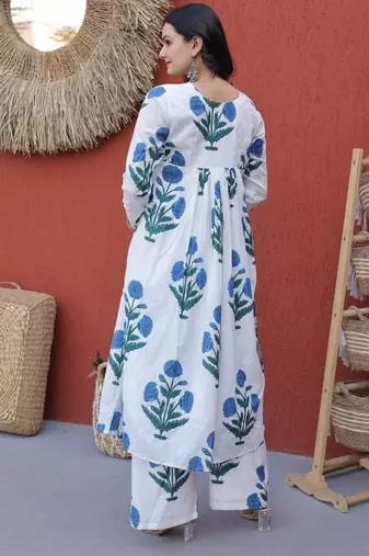 Womens new trendy summer war printed cotton gown set