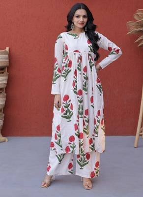 Womens summer war printed cotton gown set 1