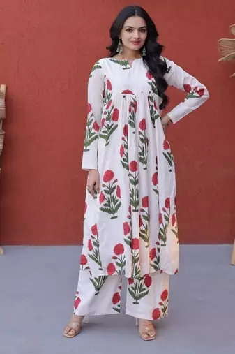 Womens new trendy summer war printed cotton gown set