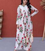 Womens summer war printed cotton gown set