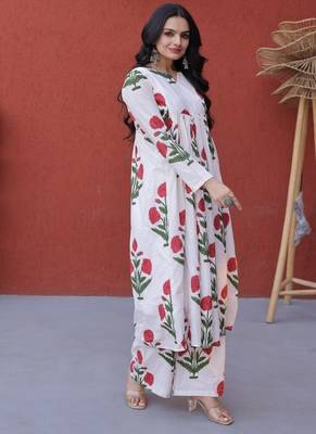Womens summer war printed cotton gown set 3