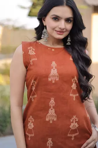 Womens new trendy summer war printed cotton gown set
