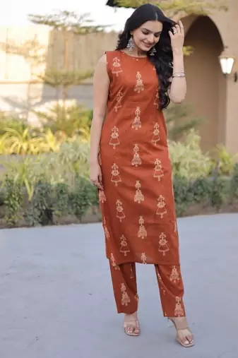 Womens new trendy summer war printed cotton gown set