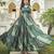 Women green bandhani printed pleated anarkali gown