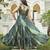 Women green bandhani printed pleated anarkali gown