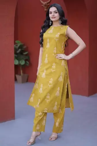 Womens new trendy summer war printed cotton gown set