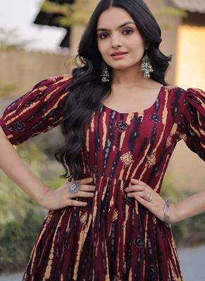 Womens summer war printed cotton gown set 3