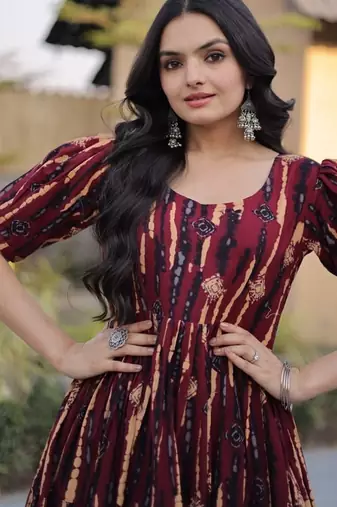 Womens new trendy summer war printed cotton gown set